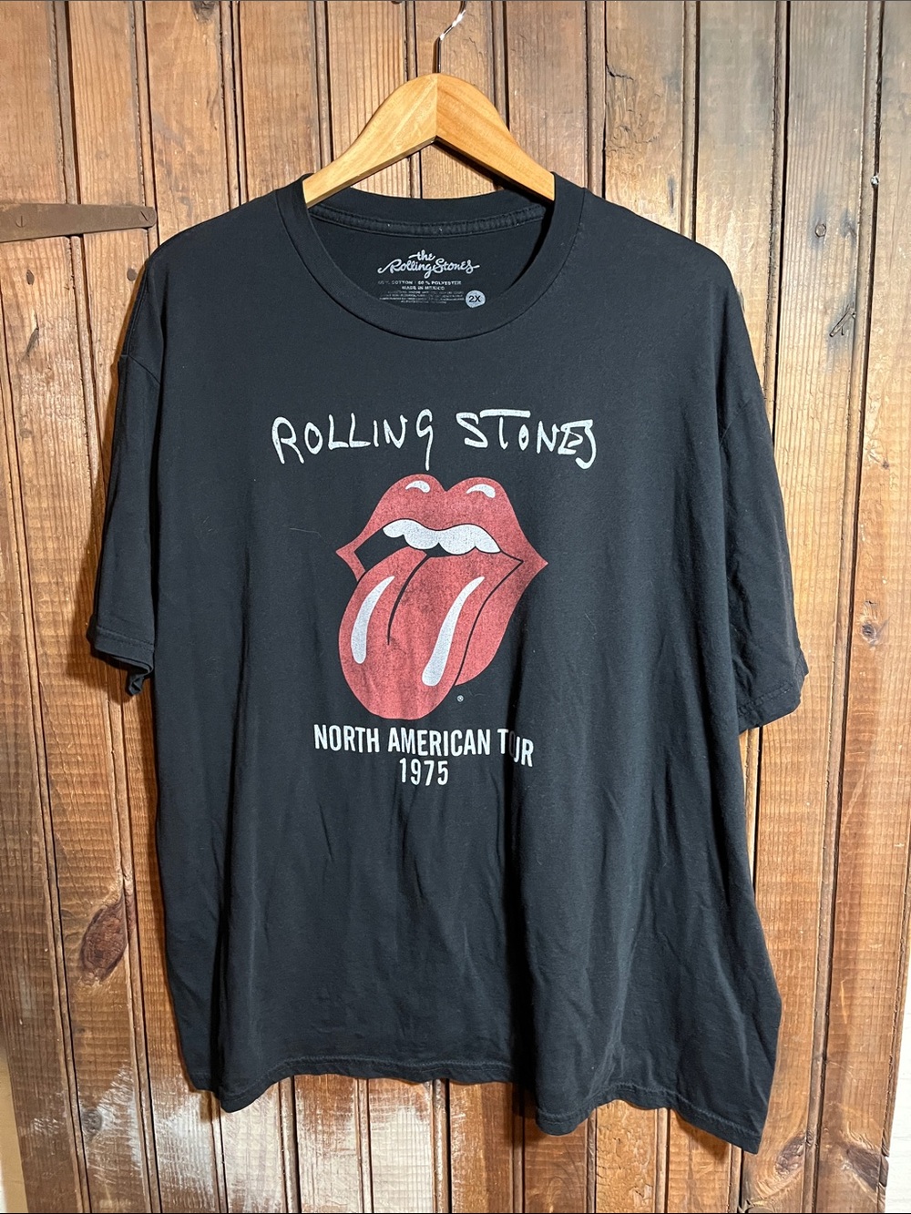 the Rolling Stones Black Tee with Red Tongue Graphic